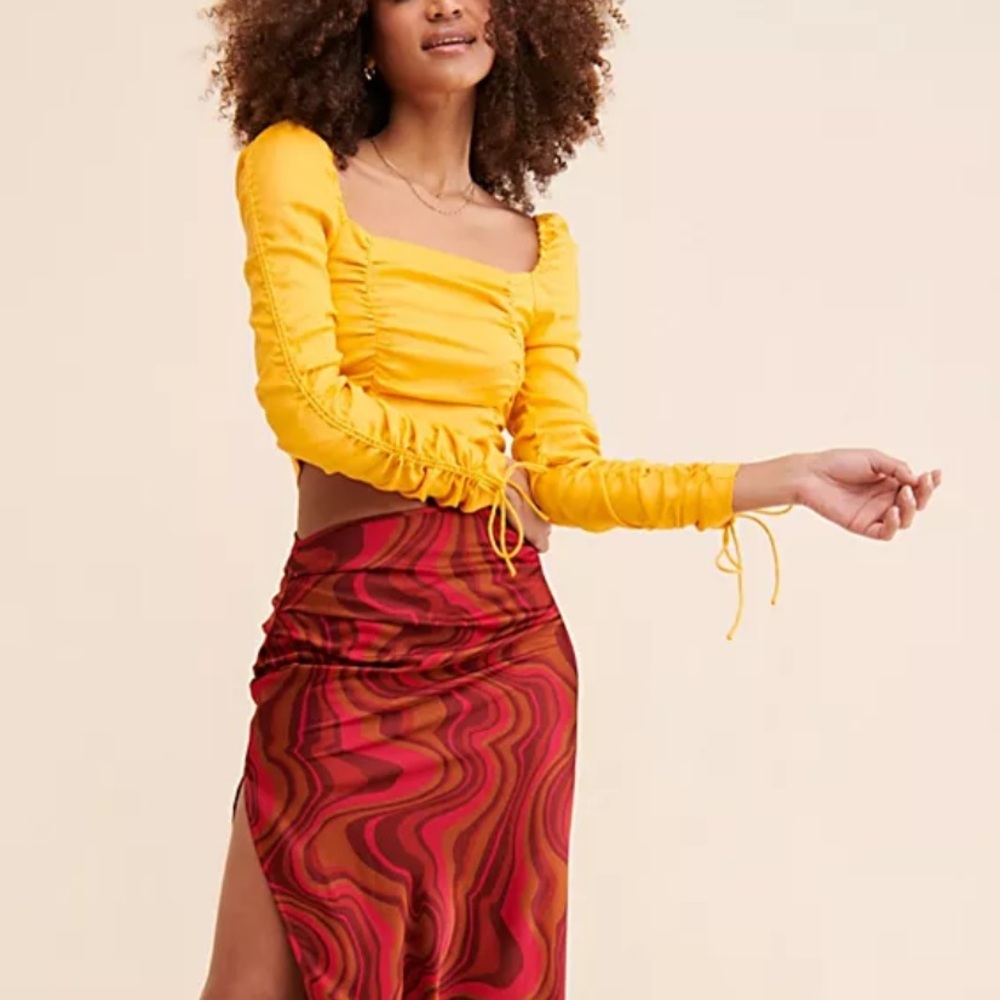 Free people & Audette Roma Ruched crop top (yellow)